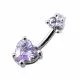 Jeweled Hearts Spinal Belly Button Ring