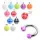 316L Surgical Steel Circular Barbell With Multi Color Checked UV Ball