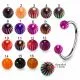 316L Surgical Steel Eyebrow Circular Barbell With Multi Color Stripe UV Balls