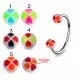 316L Surgical Steel Eyebrow Circular Barbell With Hand Painted Multi Heart Design UV Balls