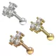 316L Surgical Steel Triple Round CZ Stone Design Internally Threaded  with Ball End 