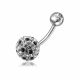 SS Crystal Stone Studded Balls With Curved Navel Body Jewelry Ring