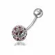 Multi Color Crystal Stone With SS Curved Bar Belly Ring