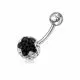 Blacj And White Crystal stone Ball With Banana Bar Belly Ring
