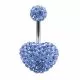 preciosa Blue Crystal stone Heart Navel Ring