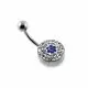Three Color Crystal stone Studded With SS Curved Bar Belly Ring 