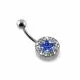 Royal Blue Crystal Star Studded With 316L Steel Navel Belly Ring