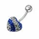 316L SS Banana Bar Crystal stone Heart Belly Ring FDBLY200 