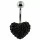 Fancy Color Crystal stone Single Heart Navel SS Banana Ring 
