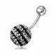 Silver Jeweled Steel Bar navel Ring With Multi Layer Crystal stone FDBLY221