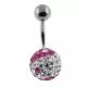 Crystal stone SS Bar Banana Curved Belly Ring FDBLY257