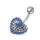 Light Blue Crystal stone Heart Navel Barbell Ring 