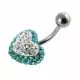 Crystal stone Heart SS Banana Bar Navel Ring FDBLY324 