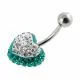 Multi Color Crystal stone Heart 316L SS Curved Navel Ring FDBLY326 