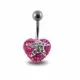 Surgical Steel With Pink And White Crystal stone Star Navel Ring FDBLY357