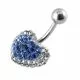 12mm multi Color Crystal stone Heart Navel Ring With Banana barbell 