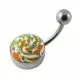 Multi Color painted Crystal belly Rings with Steel Base