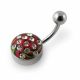 Steel Base Multi Color painted Crystal Banana Bar Navel Ring 