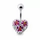 Crystal stone Heart With Small Flower Belly Banana Ring FDBLY622