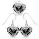 Black Crystal Stone Heart Silver Earring Pendant Set 