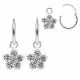 925 Sterling Silver Flower CZ Huggie Earrings 