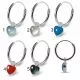 925 Sterling Silver Dangling Heart Enamel Filled Designed Ear Hoop Ring