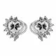 Jeweled Heart cut out 925 Sterling Silver Ear Stud Ear Ring