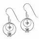 Silver Fancy Round Jeweled Dangling 925 Sterling Silver Ear Ring
