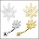 Marijuana Leaf Silver Eyebrow Ring