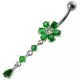 Moving Multi color Stone Flower Curved Bar Belly Ring