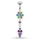 Moving Jeweled Flower Design Navel Ring
