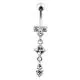 Moving Fancy Jeweled Banana Bar Navel Ring Body jewelry
