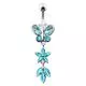 Butterfly and Flower Dangling Belly Bar