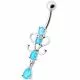 14G Fancy Dangling Green Stone Belly Ring