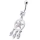 Fancy Dangling Purple Stone SS Belly Ring