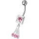 Fancy Pink Single Stone Centered In Box Jeweled Dangling Belly Ring