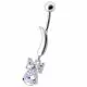 Silver Jeweled Knife Design Navel Ring Body Jewelry