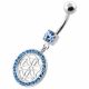 Flower Cut out in Multi Jeweled Round Frame navel ring
