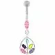 Framed Jeweled Leaf Dangling Navel Belly Piercing