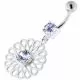 Center Jeweled Fancy Flower Pattern Navel Belly Piercing