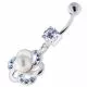 Jeweled Pear with Center Pearl Swirl Navel Belly Piercing
