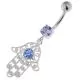 925 Sterling Silver Floral Fathima Hand Navel Belly Bar