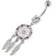 925 Sterling Silver Multi Jeweled Dream Catcher Navel Belly Bar