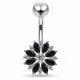 Elegant 925 Sterling Silver Blossom Design Navel Belly Bar