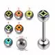 316L Surgical Steel 14G Threaded Straight Bar With Diamond Design Logo balls