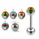 316L Surgical Steel 14G 14MM Threaded Straight Bar With marijuana Logo balls