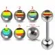 316L Surgical Steel 14G 14MM Threaded Straight Bar With Flag Logo balls
