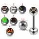 316L Surgical Steel 14G 14MM Threaded Straight Bar With Words Written Logo balls
