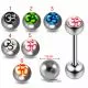 316L Surgical Steel 14G 14MM Threaded Straight Bar With Ohm Symbol Logo balls
