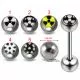 316L Surgical Steel 14G 14MM Threaded Straight Bar With Fan Logo balls